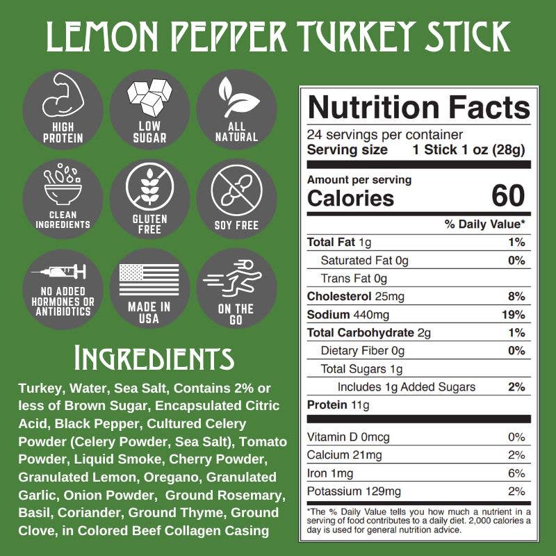 Righteous Felon Craft Jerky - NEW Lemon Pepper Turkey Stick